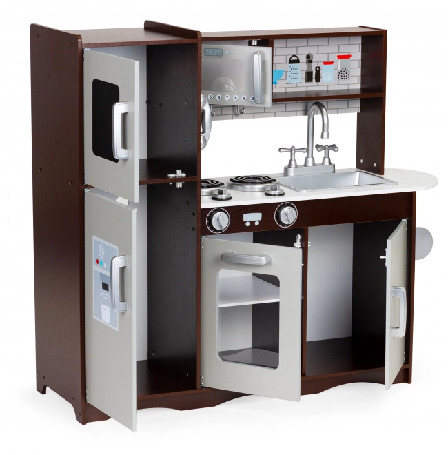 Large Wooden Kitchen for Kids with Fridge and Cabinets by ECOTOYS