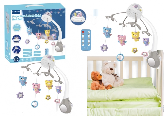 Carrousel met projector en afstandsbediening in grijze kleur