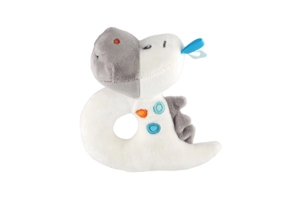 Dinosaurus rammelaar pluche 13cm op kaart in zakje 0+