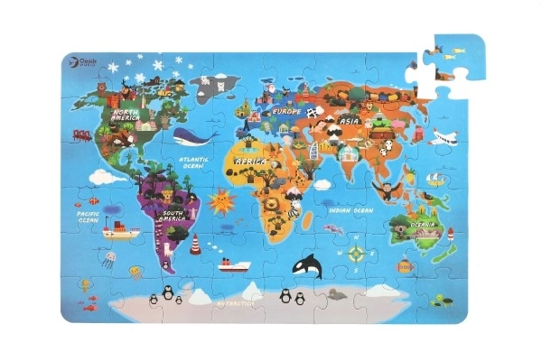 Puzzel Wereldkaart - 48 stukjes