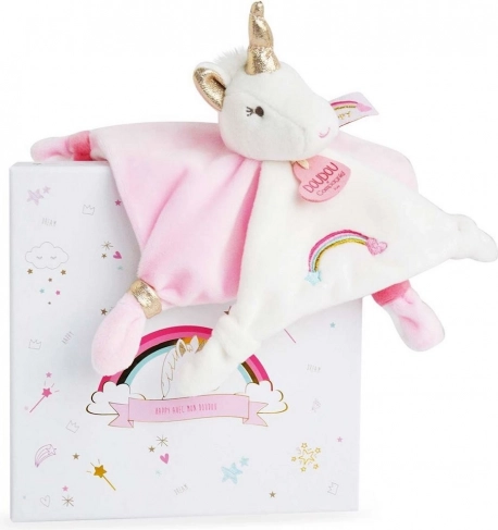 Doudou roze pluchen knuffeldoekje Eenhoorn