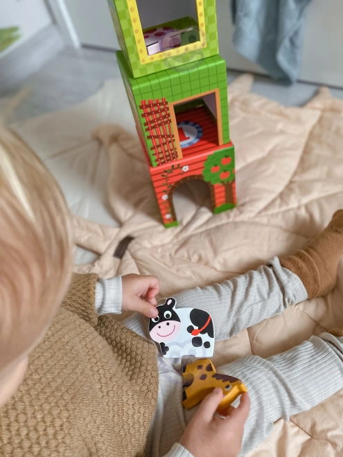 Woopie groene puzzelboerderij met blokken en figuren