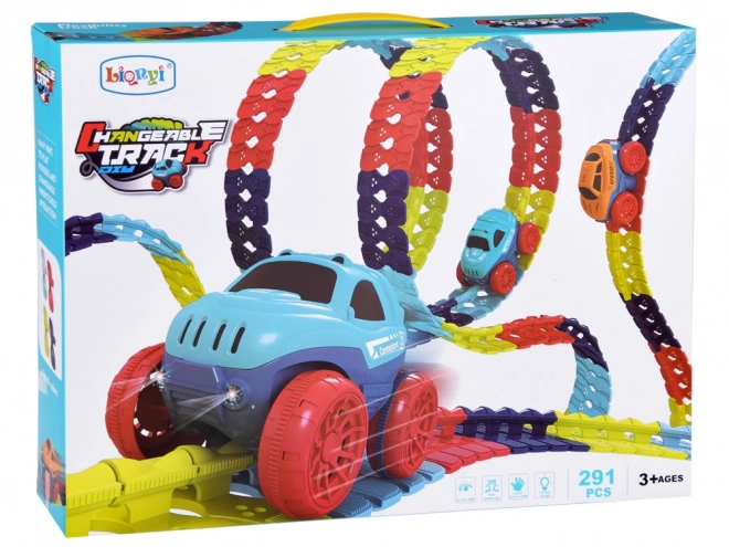 Lange flexibele racebaan + auto 291 onderdelen ZA4768
