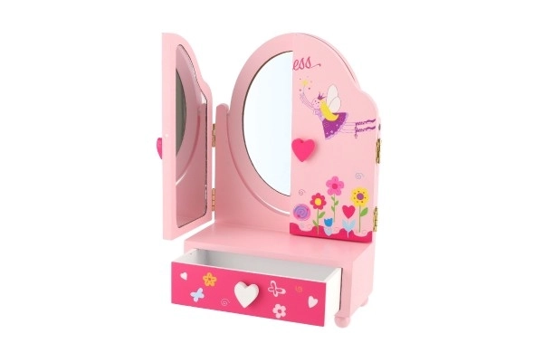 Spiegel sieradendoos Princess 3-delige lade hout 16x25x8cm in doos