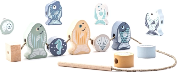 Cubika Pastell Auffädel-Fische und Meerestiere – Holz-Auffädelset