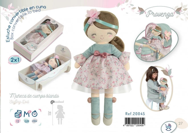 DeCuevas 20045 Pluchen pop PROVENZA - 36 cm met wieg
