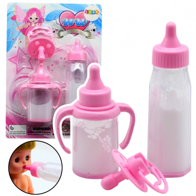 Babysatz mit Flasche und magisch verschwindender Milch für Puppen