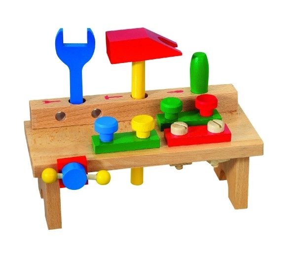 Tafel met gereedschap hout 8 stuks in doos 25x14x12cm