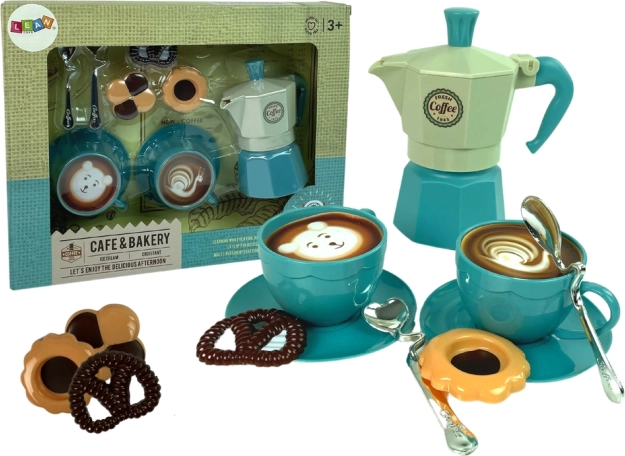 Kinder koffieset café met gebak blauw