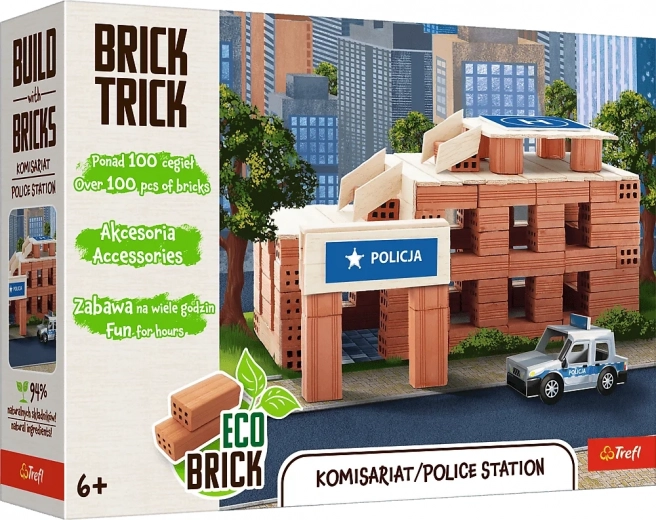 Trefl Brick Trick politiebureau – bouwset van echte bakstenen, 100 onderdelen