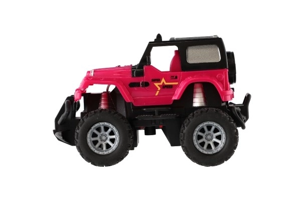 RC-Geländewagen 14cm aus Kunststoff 27MHz batteriebetrieben mit Licht in Box 20x11x10cm – Rosa