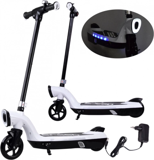 Trottinette électrique avec éclairage LED – Blanc