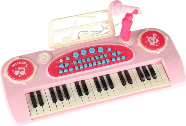 Interactief kinderpiano met microfoon 37 toetsen roze
