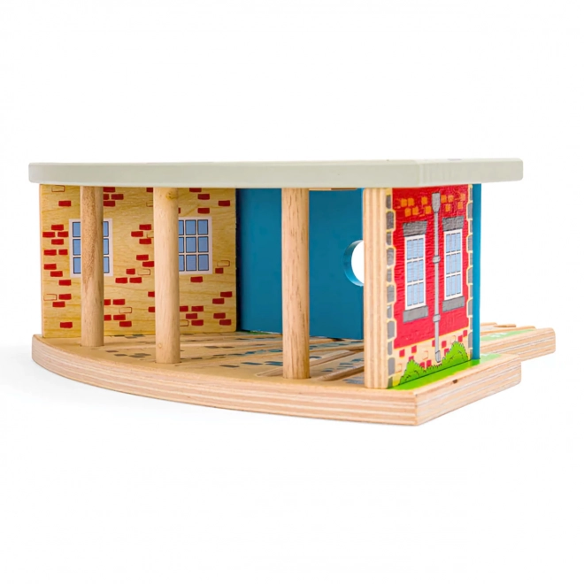 Bigjigs Rail Drievoudig Depot met Deuren