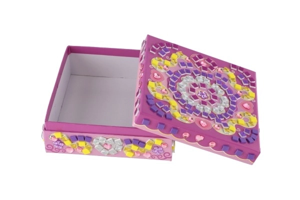 Creatieve set sieradendoosje met mozaïek en accessoires in doos 21x18x5,5cm