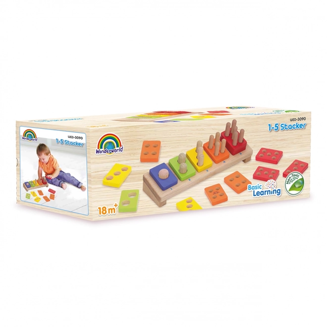 WONDERWORLD houten telpuzzel kleurrijke getallen 1–5