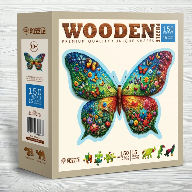 Houten puzzel Kleurrijke vlinder 150 stukjes
