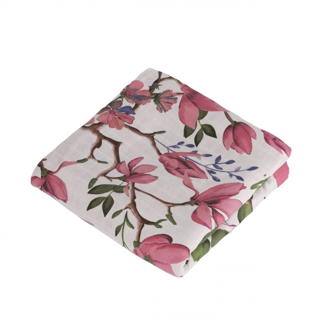Bamboo Muslin Blanket Magnolia Lovebirds 106x106 cm
