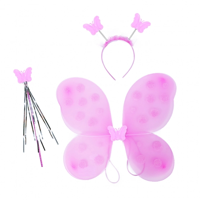 Vlinderkostuum met roze vleugels en accessoires