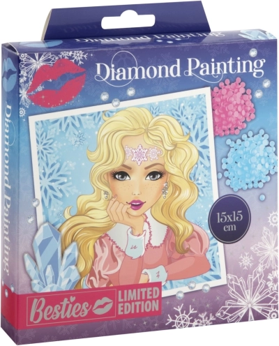 Diamantschilderijset met lijst Besties 15×15 cm