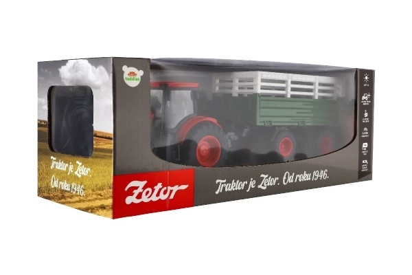 Kindertraktor ZETOR mit Fernsteuerung, Anhänger, Licht und Sound, 42 cm