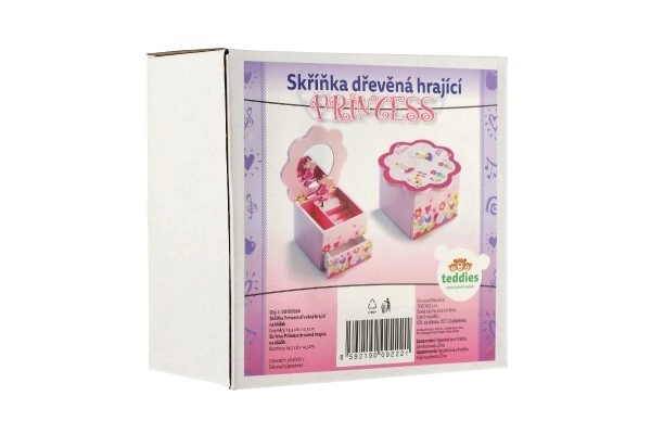 Sieradenkastje Princess hout muziek bloempot lade 14,5x8x14,5cm
