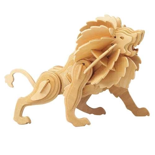 Woodcraft Houten 3D puzzel leeuw