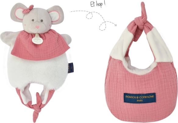 Doudou mouse 3-in-1 in a bag for babies, 30 cm