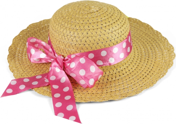 Kinderen strohoed met roze lint