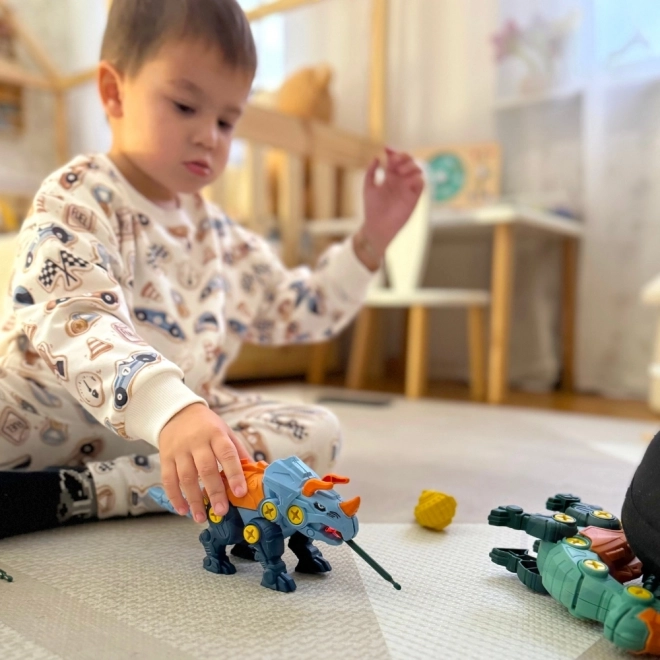 Woopie set dinosaurussen om te schroeven 3 stuks bouwset met koffer en boormachine met schroevendraaier