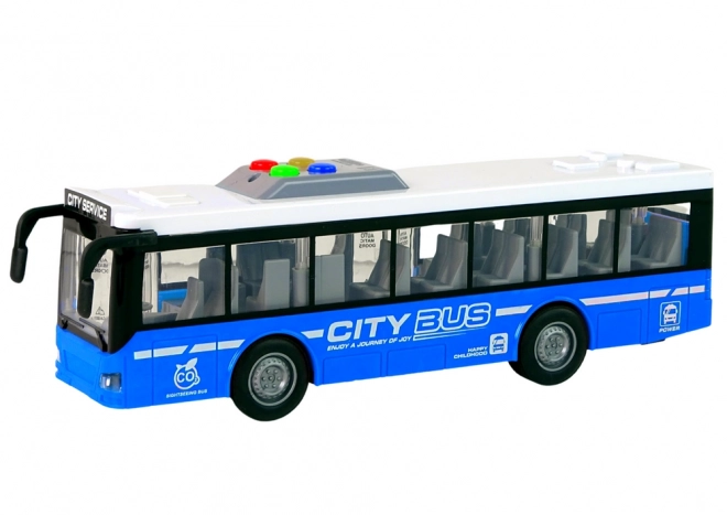 Interactive Battery-Powered Bus with Lights and Sounds Blue 1:16