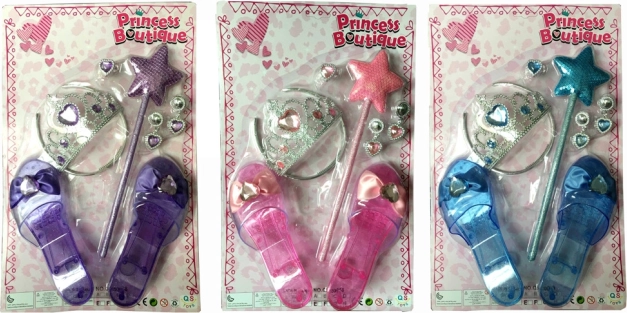 Prinsessen verkleedset met kroon, schoentjes en toverstaf