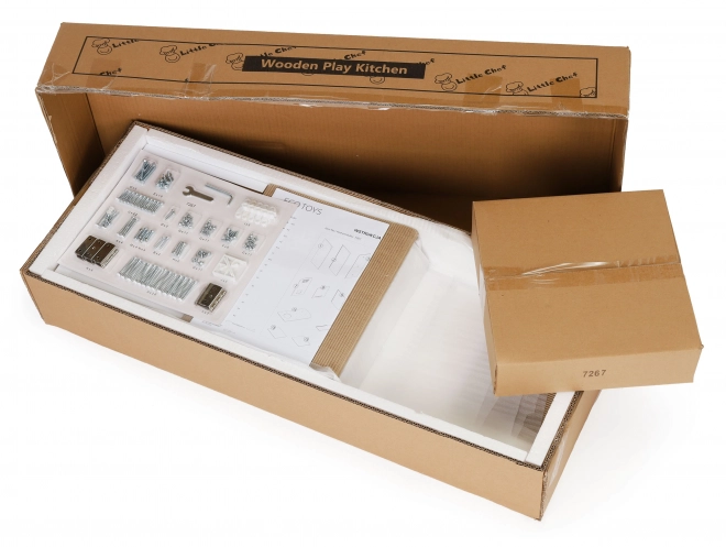 Grote houten keuken voor kinderen, wit en goud, ECOTOYS