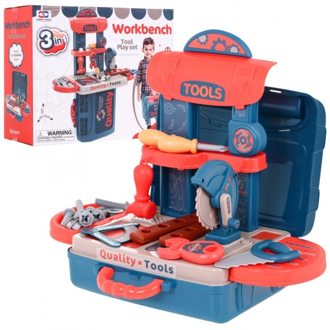 Werkplaats 3in1 koffer + tafel + gereedschap - 21 delen