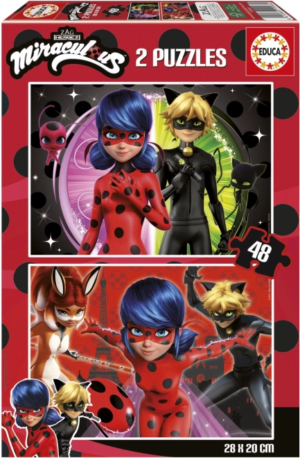Puzzle Miraculous, les aventures de Ladybug et Chat Noir 2x48 pièces EDUCA