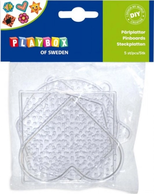 PLAYBOX Bügelperlen-Steckplatten – Formenset, 5 Stk.