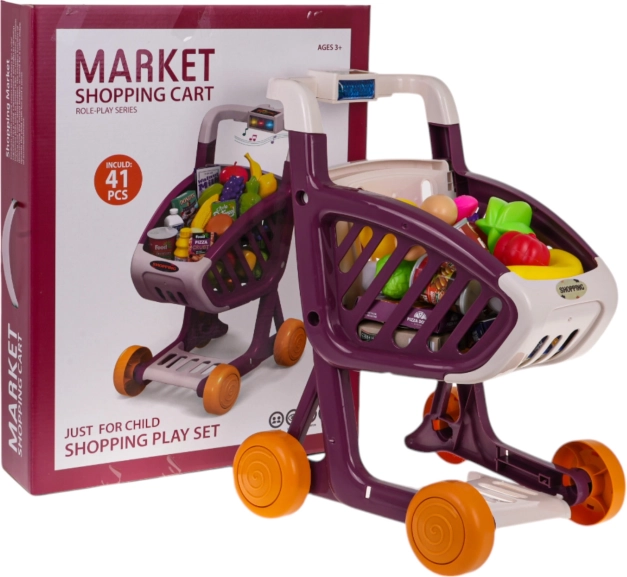 Interactieve winkelwagen met licht en muziek, 41-delig – Rood