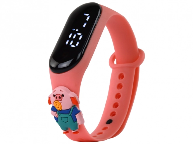 Touch-Uhr Schweinchen Rosa mit verstellbarem Armband