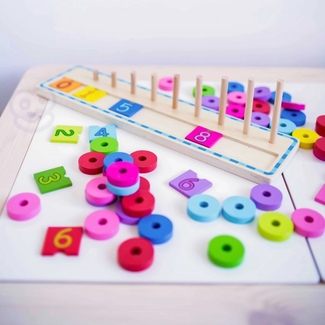 Woopie Green puzzle Montessori en bois pour compter et trier les couleurs, 56 pièces
