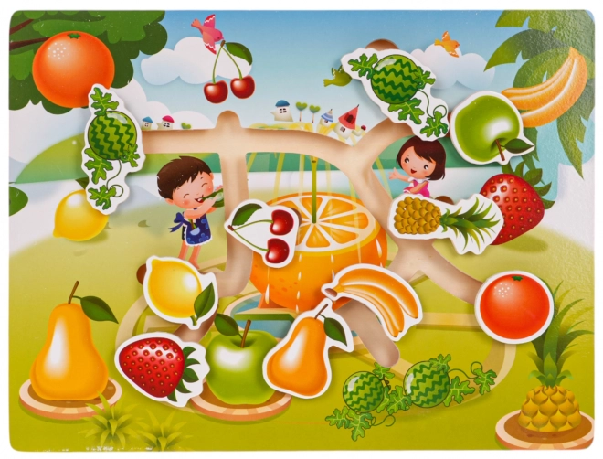 Houten puzzelset fruit en groenten