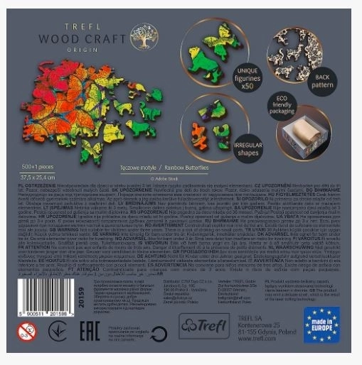 Houten puzzel Trefl Wood Craft Regenboogvlinders 501 stukjes