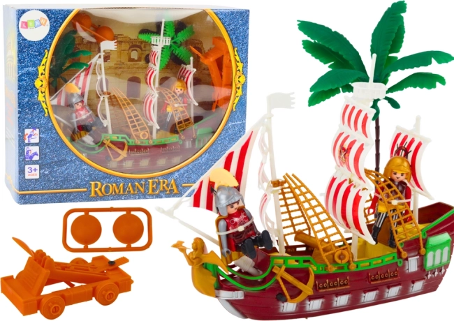 Römisches Schiff mit Licht und Sound, Katapult und Palmen