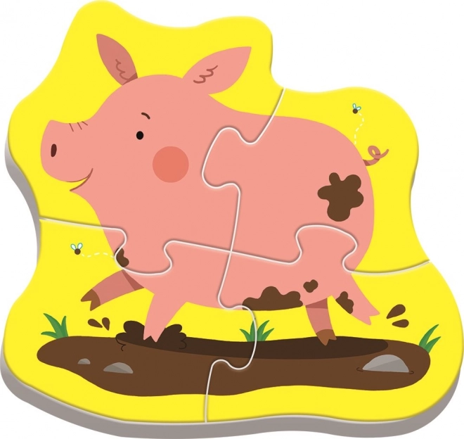 TREFL Baby puzzel Dieren op de boerderij 4-in-1 (3,4,5,6 stukjes)