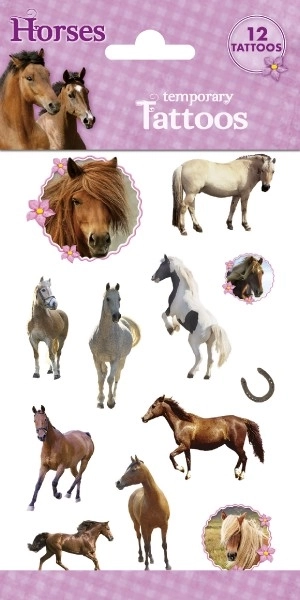 Kleurige tatoeages met paardenmotief - 12 stuks