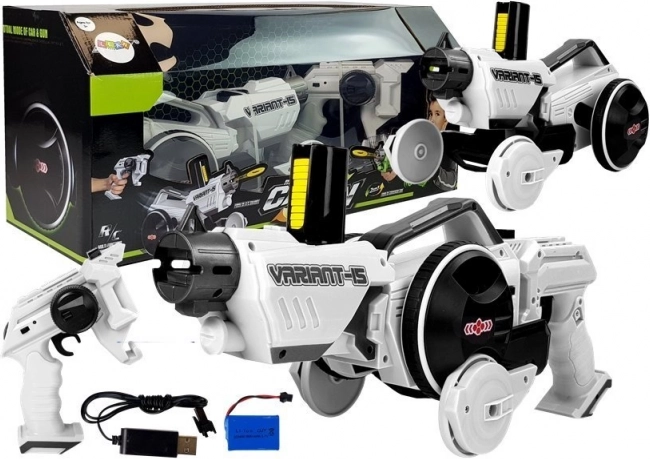 2-in-1 RC Car and Foam Blaster with Remote Control, White 2.4G