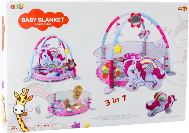 Educatieve speeldeken voor baby's 3-in-1 met eenhoorn roze
