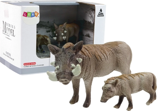 Set mit 2 Figuren – Warzenschwein mit Jungtier, Serie Tiere der Welt