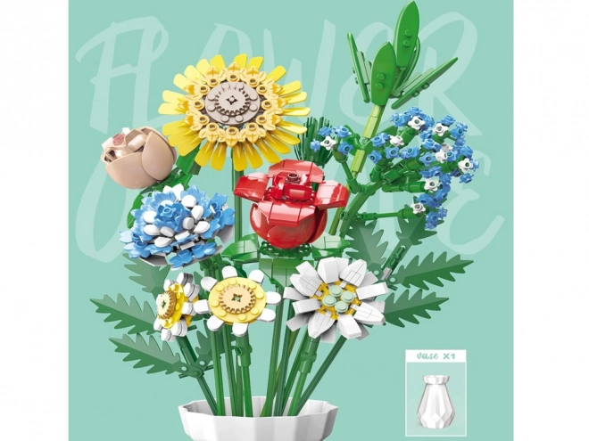 Technical Construction Set Meadow Flowers with Vase 618 Pieces