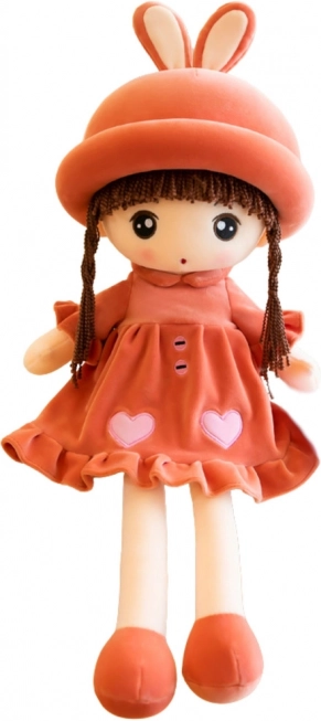 Poupée en chiffon douce en robe rouge à volant