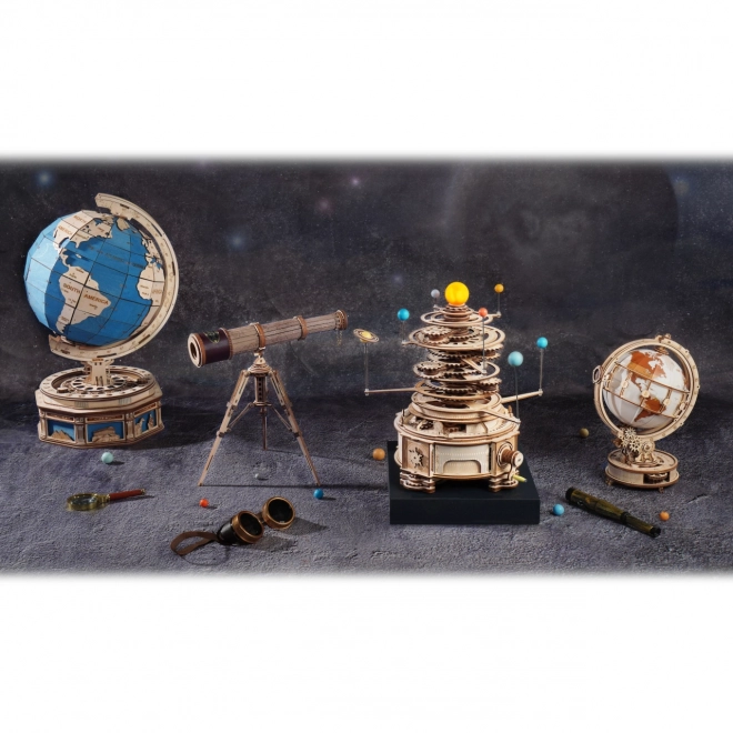 RoboTime 3D houten mechanische puzzel Verlichte globe